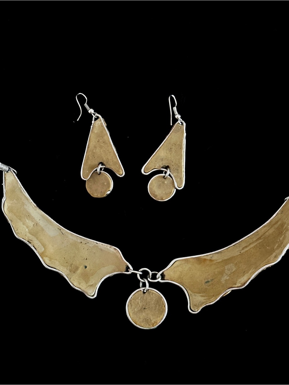 Gold-Tone Green Stone Statement Necklace & Earring Set - Picture 6 of 7